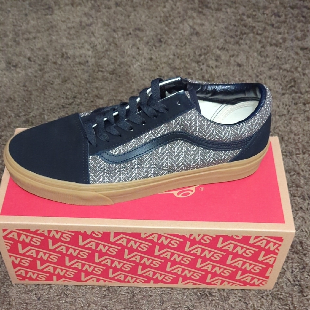 Vans Old School Herringbone Black/ Brown Shoes *New in original box